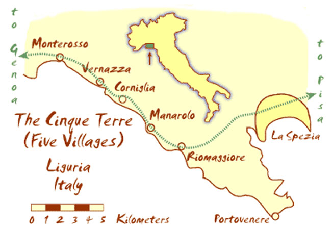 Mapa Cinque terre